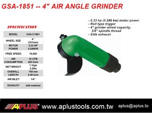 Amoladora angular de aire neumática APLUS, tamaño de rueda de 4 ", 0.33hp, 10.500 Rpm, gatillo de rodillo, certificado verde ISO9001, - Product Image 4
