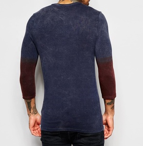 Qualité supérieure Hommes Skinny Fit Quarter Sleeve Dip Dye Print Pattern T-Shirt Ras Du Cou Respirant Vêtements Extreme Muscle - Product Image 3