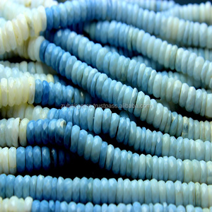 Perles en forme de pneu lisse en opale bleue naturelle - Product Image 1