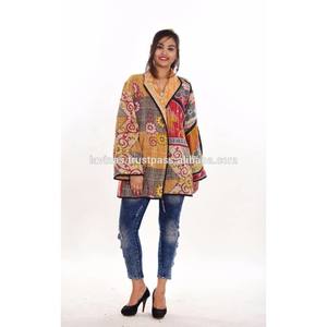 Vintage Cotton <b>Kantha</b> Sari <b>Jacket</b> Reversible Women Coat Wholesaler - Product Image 1