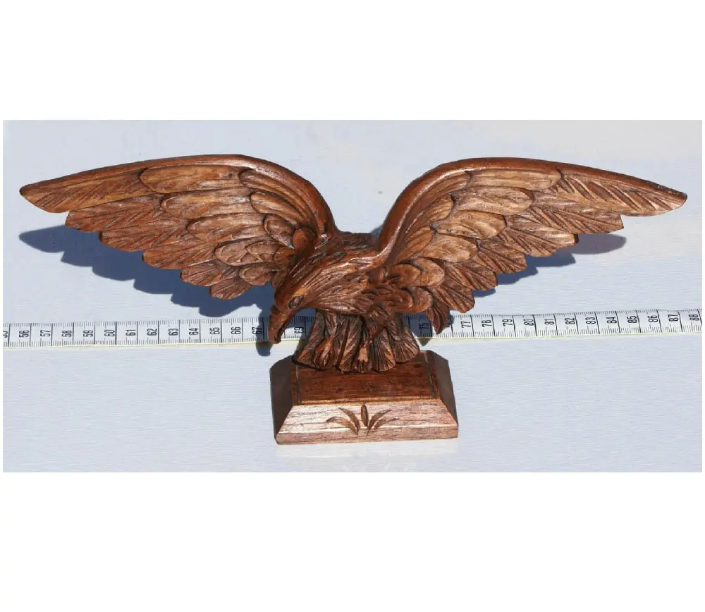 Wooden eagle. hand carved statue sculpture animal bird, handmade in Ecuador