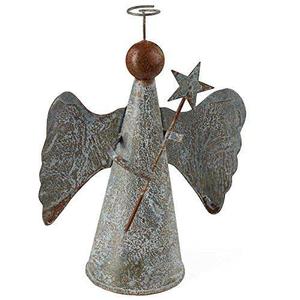 Arbre de noël, ange, en étain rustique - Product Image 1