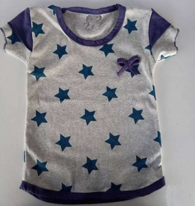 Hi Fashion Kids Girls Ruffle Sleeve Tops OEM Venta al por mayor Diseño en blanco Tela de punto Tallas grandes Camiseta de moda de Tirupur India - Product Image 5