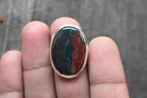 Anillo de Piedra de Sangre, Ovalado, Redondo, Pera, Cuadrado, Rectangular, Gema Natural, Cabujón, Plata de Ley 925 - Product Image 2