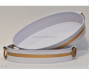 2024 plateau ovale en métal créatif professionnel écologique pour la maison hôtel fête mariage quantité en vrac utilisation qualité d'exportation indienne - Product Image 1