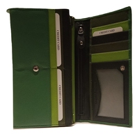 Cartera/Libretas Larga de Cuero Genuino con Bloqueo RFID, Diseño de Caramelo, Cierre de Cremallera, Forro de Poliéster y Flores Bordadas para Mujer