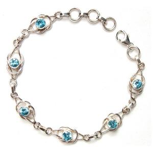 925 Sterling Silver Blue Topaz สร้อยข้อมือเงินเครื่องประดับ - Product Image 3