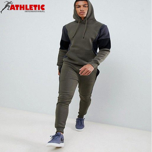 Couleur personnalisée à manches longues pour hommes survêtements de haute qualité à bas prix Gym Fitness décontracté deux pièces avec fermeture éclair survêtements d'hiver en coton - Product Image 3