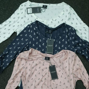 New Apparels Factory Stock Lot Genuine Branded Labels Ladies <b>Women's</b> Long Sleeve Cotton <b>Roll</b> up Blouses <b>Tops</b> Bangladeshi Surplus - Product Image 1