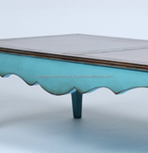 เฟอร์นิเจอร์บ้าน - โต๊ะกาแฟไม้สไตล์ฝรั่งเศส วินเทจ สีฟ้าอ่อน สไตล์โบราณ - Product Image 4