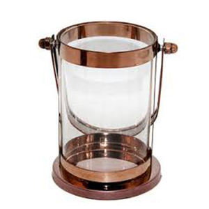 Clear Glass Metal Antique Copper <b>Lantern</b> <b>Candle</b> <b>Holder</b> & T Light <b>Holder</b> - Product Image 1