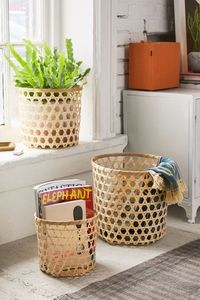 ตะกร้าเก็บไม้ไผ่สานด้วยมือทรงกลม - Product Image 2