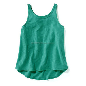 Gros enfants 100 coton haute qualité sans marque 100% Ctn, Jersey, 160 gsm, Enfants Filles Débardeur, Partie Arrière Longue - Product Image 1