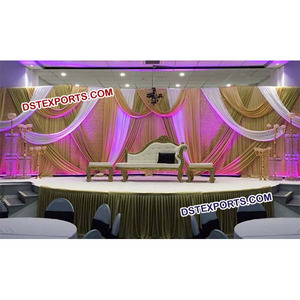 โซฟางานแต่งงานสไตล์ฝรั่งเศสเฟอร์นิเจอร์เวทีงานแต่งงานแบบอิตาลีชุดโซฟางานแต่งงานดีไซน์เนอร์สีทอง - Product Image 1