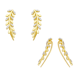Boucles d'oreilles à clip en or jaune avec diamants ronds taille brillant pour femmes - Product Image 1