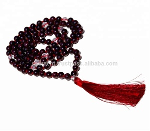 Mala de 108 cuentas de granate hecha a mano por artesano indio para colección de boutique, calidad premium, artesanía fina - Product Image 3