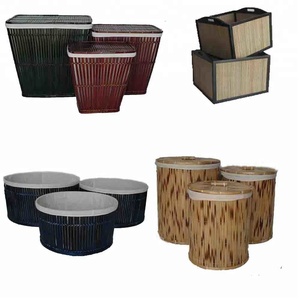 Cesta de tejido de palo de bambú para lavandería y almacenamiento de cosas Producto artesanal de Bambú - Product Image 1