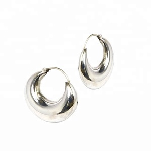 Manufacturers 925 Sterling Silver <b>Hoop</b> <b>Earring</b> Plain Silver Jewelry Attractive Design Gifts Parties Includes Rhodium Religious - Product Image 1