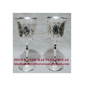 แก้วไวน์ทองเหลืองชุบเงินสลักลายวินเทจรักษ์โลก ขนาด 250 มล. - Product Image 4