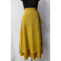 Robe longue réversible vintage à motif floral grande taille en soie, style sari, pour l'été, à porter en paréo de plage, style bohème, avec détail à la taille