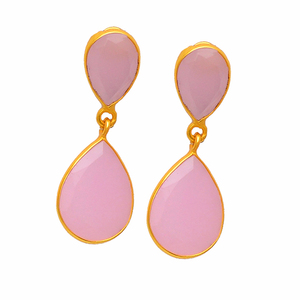 กุหลาบพลอยคาลซิโดนีต่างหูแบบห้อย925ต่างหูเงินสเตอร์ลิงต่างหูชุบทองต่างหูแฟชั่นสำหรับผู้หญิง - Product Image 1