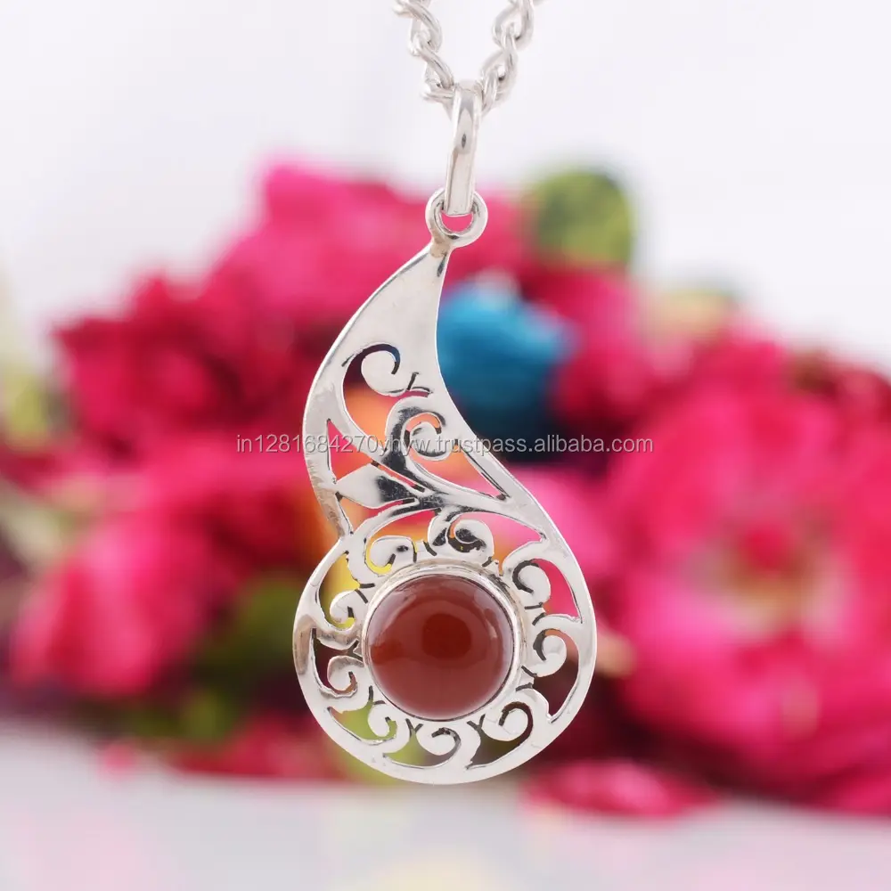 Manufacturer Of 925 Sterling Silver Red Onyx Pendant For Jewelry Making Hand Made Bulk Product Best Quality