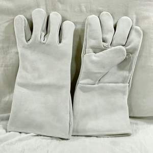 Guantes de soldadura TIG de cuero dividido de vaca azul amarillo de 16 pulgadas industriales de calidad superior guantes de seguridad resistentes al calor resistentes al fuego - Product Image 4