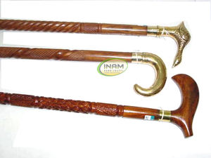 Bastón de madera hecho a mano con mango de latón y madera y latón, bastón para caminar de madera con mango de latón y madera - Product Image 2