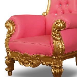 Chaise de trône en bois massif à dossier haut de luxe pour banquets de mariage royal Mobilier commercial pour hôtels, villas, salons - Product Image 5