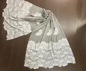 Top Selling New Double Tone <b>Lace</b> Decorated Soft Light Wool Shawl <b>Scarf</b> - Product Image 3