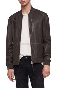 Chaqueta bomber de piel auténtica para hombre personalizada al por mayor con piel de oveja para el invierno - Product Image 4