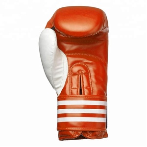 Boxe éléments de boxe 100% cuir véritable à rayures blanches, nouveau, Orange, rayures blanches, guantes, Muay thaï, poinçonnage, MMA - Product Image 2
