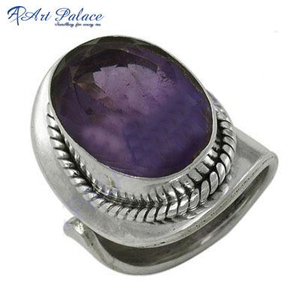 Bague en argent avec pierres précieuses améthyste à la mode incroyable bague en argent sterling 925 améthyste naturelle bijoux en argent fin - Product Image 2