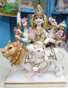 Estatua de la Diosa Sherawali Mata en Mármol Natural de Makrana - Product Image 1