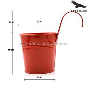 Jardinières de jardin légères, Pot de plantes suspendu en métal, seau de fleurs en métal, Pot de fleurs en cuivre - Product Image 6