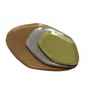 Juego de bandeja de servicio brillante de diseño triangular antiguo, tamaño personalizado para servir comida en casa, metal duradero (cobre y hierro) - Product Image 3