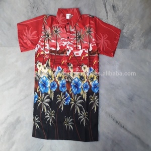 Multi Colours Polyester & Rayon Silk Screen Printed Men's Hawaii Style Shirts for Beach Wear Wholesale From India - Product Image 6