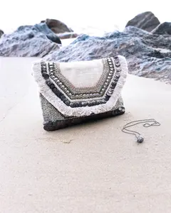 Femmes indiennes élégant Boho coton pièce pochette sac à main perlé pochette sac à main Style bohème sac de messager pour sac de soirée - Product Image 1