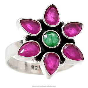 Đáng Yêu 925 Rắn Sterling Silver Lê Và Vòng Cắt Của <span class=keywords><strong>Ruby</strong></span> Với Ngọc Lục Bảo Đá Quý Handmade Vòng Trang Sức Cho Bán Tốt Nhất Giá - Product Image 1