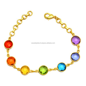 Bracelet en pierres précieuses naturelles, jolis bijoux plaqué or 925, livraison gratuite - Product Image 1