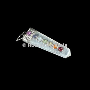 Selenite Healing Chakra Flat Pencil Pendants - Product Image 1