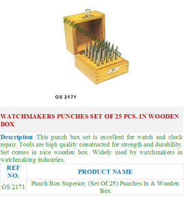 Juego de punzones de relojeros de 25 piezas en caja de madera GS 2171 Herramientas de reparación de joyas - Product Image 2