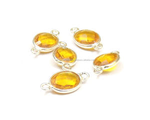 Citrino cuarzo declaración alambre envuelto Natural Multi piedra preciosa joyería hecha a mano bisel piedra natal Boho conectores - Product Image 1