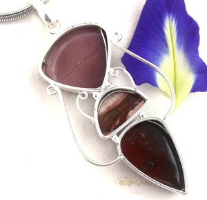 Colgante de piedras preciosas de jaspe y musgo para hombre y mujer, Plata de ley, paisaje Natural, regalo de joyería - Product Image 3