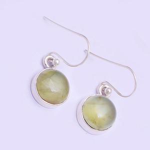 Boucles d'oreilles en pierres précieuses Prehnite plaquées argent romantique élégant 925 Sterling bijoux faits à la main accessoire de mariage pour femmes cadeau - Product Image 1