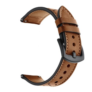 20mm 22mm Trous bruns noirs Bracelet de montre en cuir véritable pour Samsung <span class=keywords><strong>Galaxy</strong></span> <span class=keywords><strong>Watch</strong></span> <span class=keywords><strong>42mm</strong></span> 46mm - Product Image 3