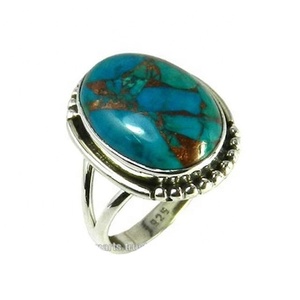 Anillo de turquesa con piedras preciosas naturales, joyería de plata de ley 925 sólida, anillos de plata hechos a mano, exportador - Product Image 1