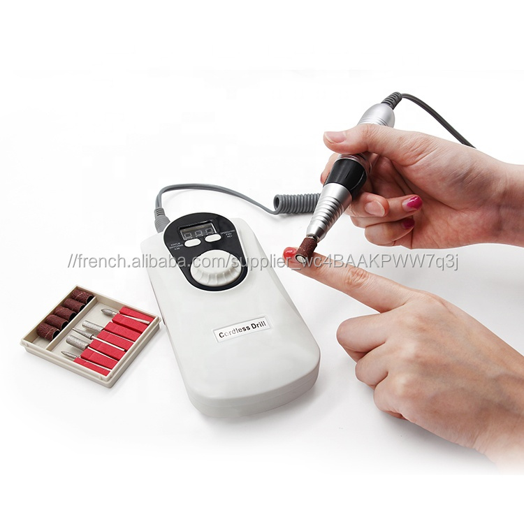 À Piles Manucure Pédicure Kit 30000 TR/MIN Sans Fil Électrique Nail Art De Perceuse de Dossier
