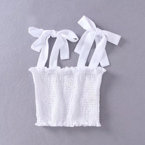 2021 mujeres Sexy Strappy verano sin mangas tanques chaleco Crop Top Color sólido con decoración bordada - Product Image 3