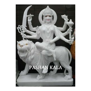 Estatua de mármol blanco puro, hecha a mano, Durga Maa - Product Image 1